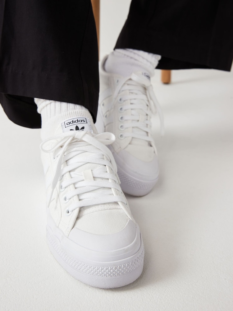 adidas Originals White Nizza Platform Trainers - Image 1 of 4
