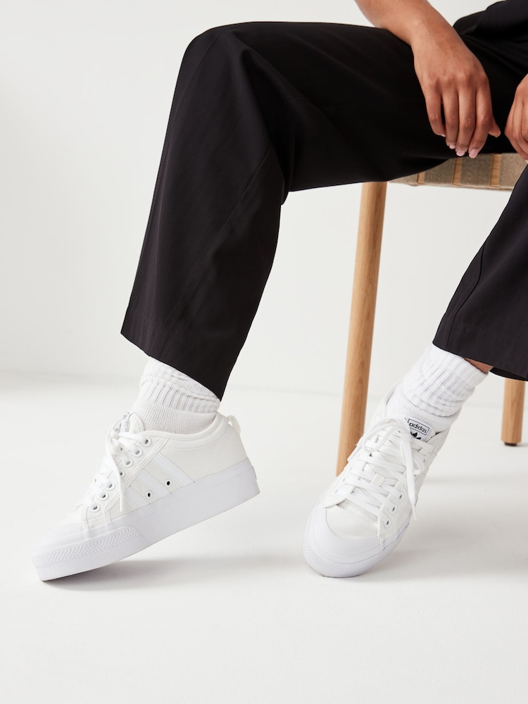 adidas Originals White Nizza Platform Trainers - Image 3 of 4