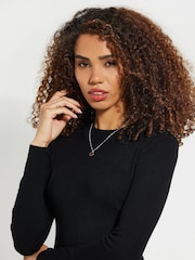 Threadbare Black Ribbed Side Split Dress - Image 4 of 4