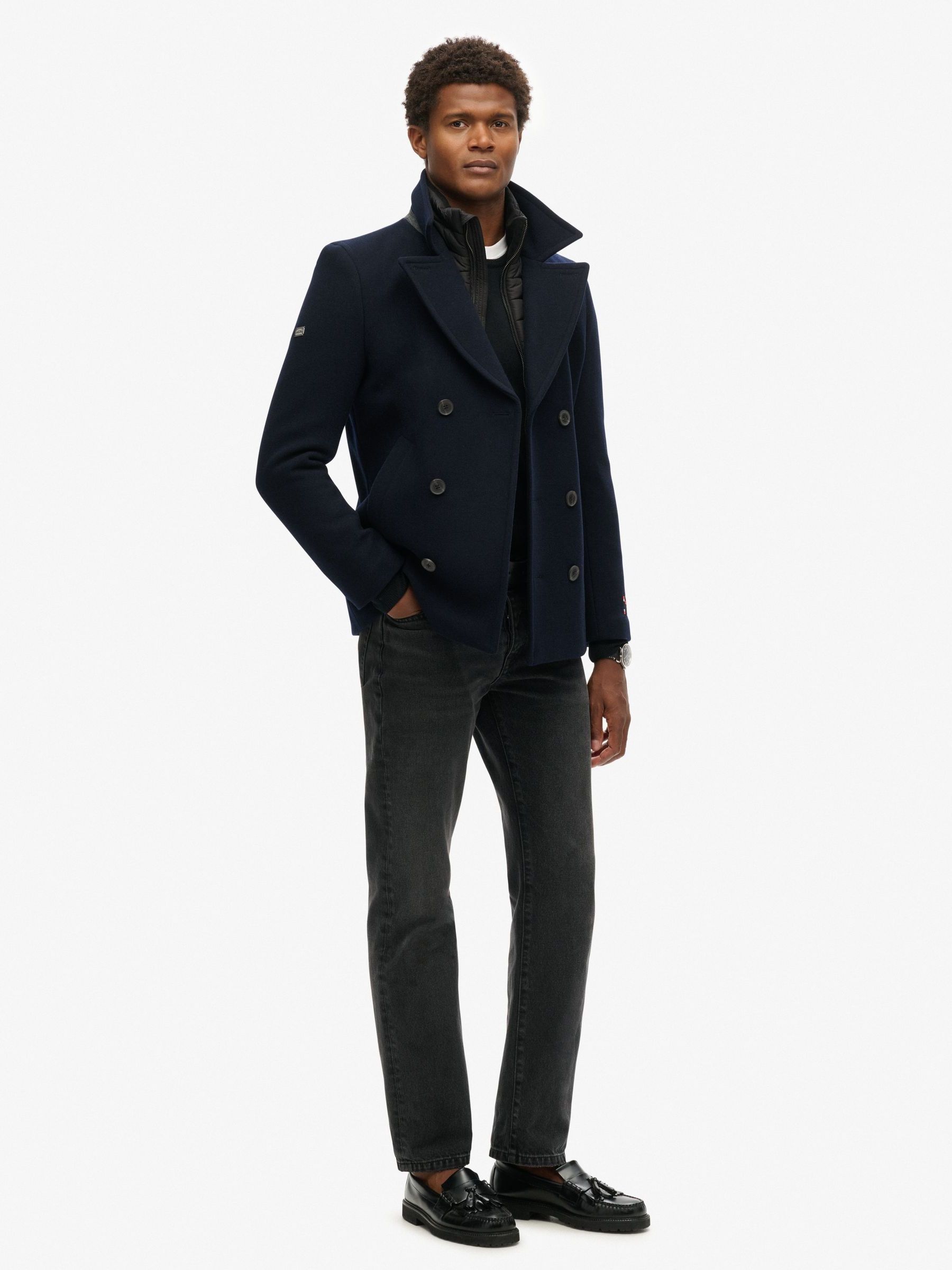 Buy Superdry Eclipse Navy Tailored 2 In 1 Pea Coat from Next Bahrain