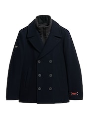 Superdry Eclipse Navy Tailored 2 In 1 Pea Coat - Image 3 of 4