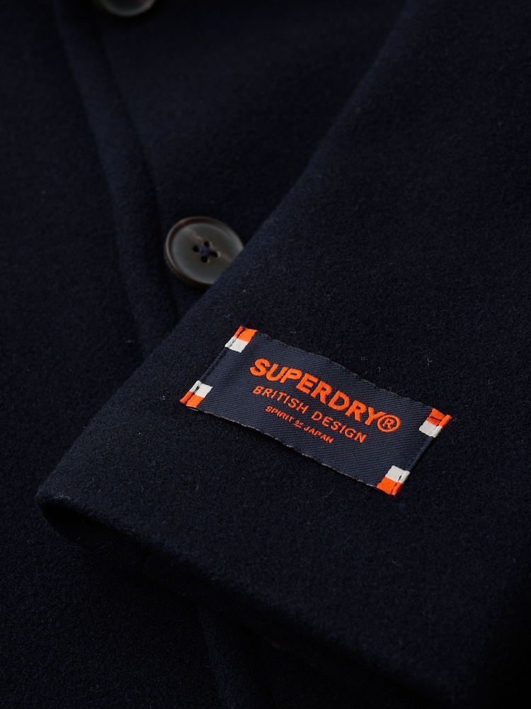 Superdry Eclipse Navy Tailored 2 In 1 Pea Coat - Image 4 of 4