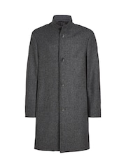 Calvin Klein Grey Wool Blend Funnel Neck Coat - Image 4 of 5