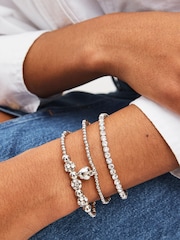 Silver Tone Sparkle Heart Charm Bracelet Pack - Image 1 of 3