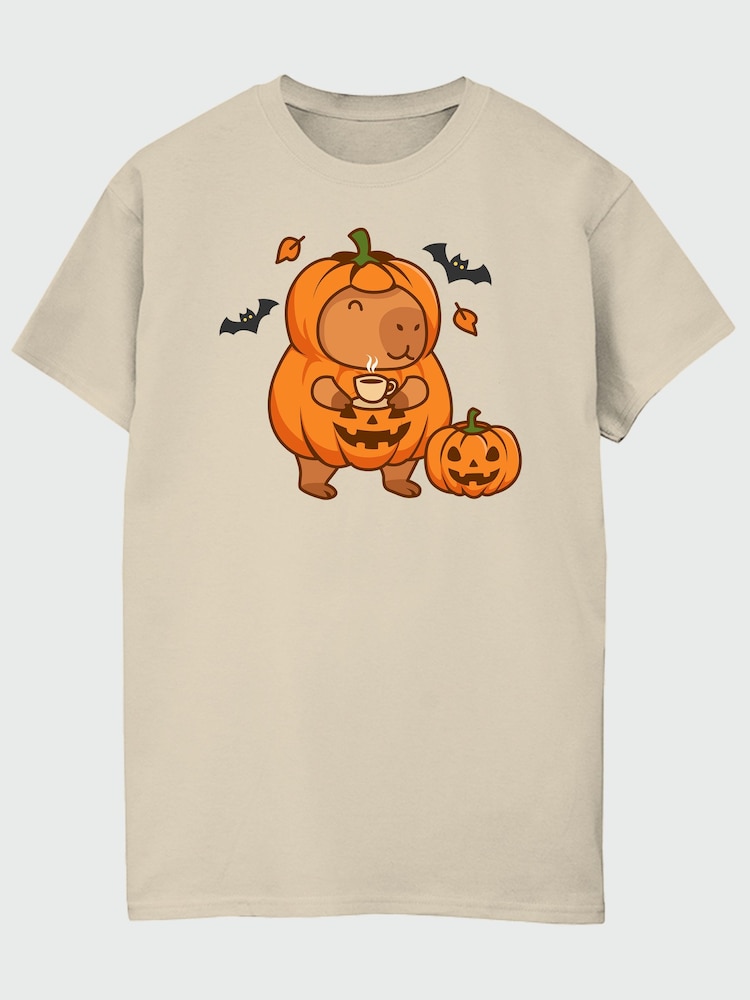 Brands In Natural Capybara Halloween Boyfriend Fit T-Shirt - Image 2 of 4