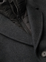Superdry Black Herringbone Tailored 2 in 1 Town Coat - Image 4 of 8