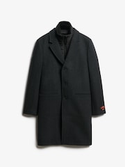 Superdry Black Herringbone Tailored 2 in 1 Town Coat - Image 5 of 8
