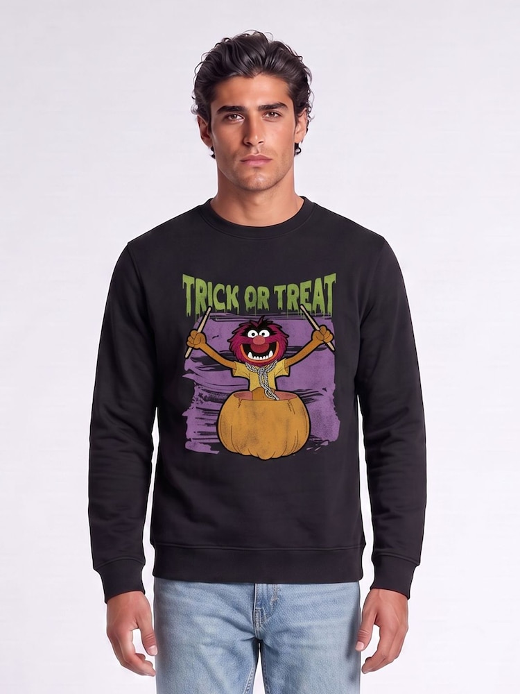 Brands In Black Disney Muppets Trick Or Treat Halloween Sweatshirt - Image 1 of 4 Brands In Black Disney Muppets Trick Or Treat Halloween Sweatshirt - Image 1 of 4