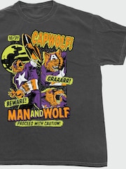 Brands In Grey Marvel Cap Wolf Halloween Washed T-Shirt - Image 3 of 4