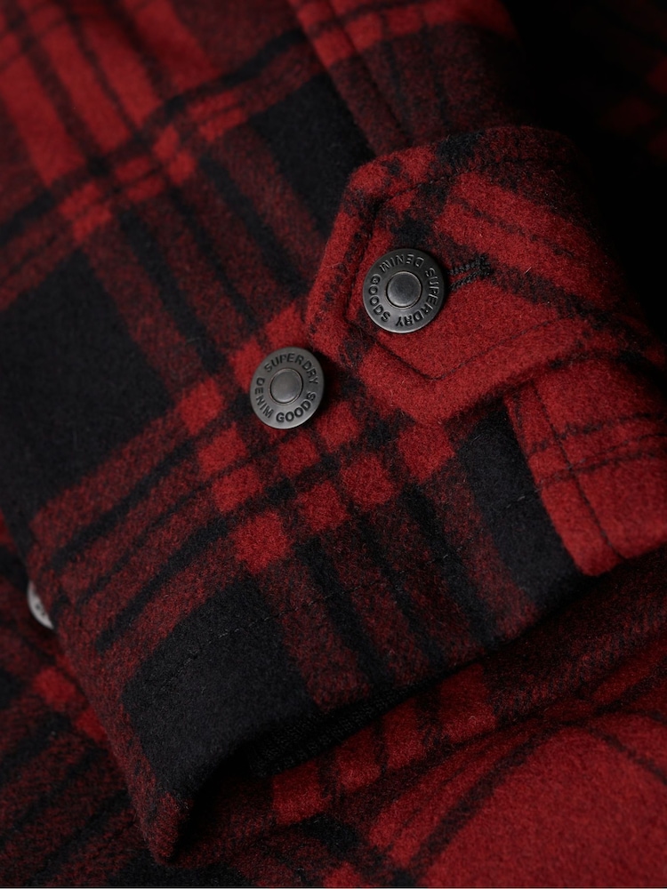 Superdry Red Check Merchant Wool Chore Jacket - Image 6 of 6