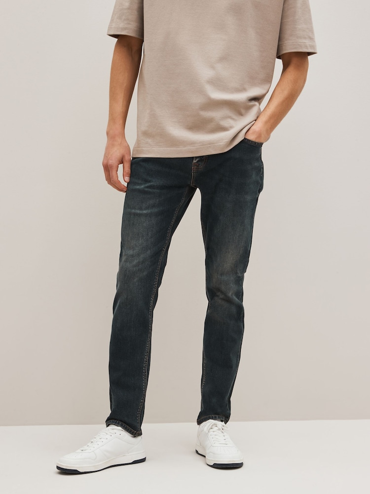 Moder temen tint - ozek kroj - Vintage Wash denim kavbojke - Slika 1 iz 10 Moder temen tint - ozek kroj - Vintage Wash denim kavbojke - Slika 1 iz 10