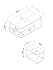 Dark Bronx Chevron Oak Effect Nest of 2 Coffee Table - Image 5 of 8