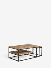 Dark Bronx Chevron Oak Effect Nest of 2 Coffee Table - Image 6 of 8