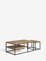 Dark Bronx Chevron Oak Effect Nest of 2 Coffee Table - Image 7 of 8
