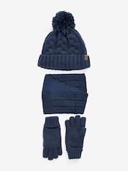 Navy Blue Knitted Hat, Gloves and Scarf 3 Piece Set (3-16yrs) - Image 1 of 5