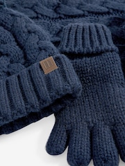 Navy Blue Knitted Hat, Gloves and Scarf 3 Piece Set (3-16yrs) - Image 5 of 5