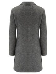 Pour Moi Grey Frankie Quarter Zip Chunky Knit Jumper Dress - Image 4 of 4