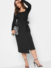 PixieGirl Petite Black Tie Wrap Midi Skirt - Image 2 of 2