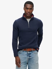 Superdry Eclipse Navy 2 Vintage Athletic Knit Henley Jumper - Image 1 of 5