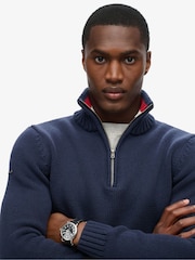 Superdry Eclipse Navy 2 Vintage Athletic Knit Henley Jumper - Image 3 of 5