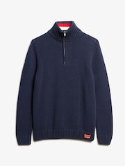Superdry Eclipse Navy 2 Vintage Athletic Knit Henley Jumper - Image 4 of 5