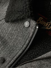 Superdry Charcoal Herringbone Merchant Wool Chore Jacket - Image 7 of 7