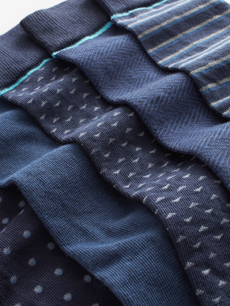 Navy Pattern Smart Socks 5 Pack - Image 7 of 7