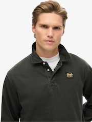 črna - Superdry Kontrastni šiv dolg rokav; z dolgimi rokavi Rugby 100% Cotton srajce - Slika 3 iz 5