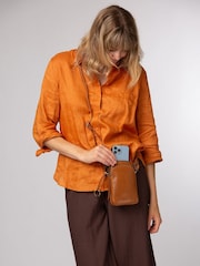 Conkca Tan Brown 'Raven' Leather Cross-Body Phone Bag - Image 2 of 6