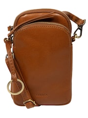 Conkca Tan Brown 'Raven' Leather Cross-Body Phone Bag - Image 4 of 6