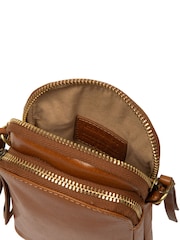Conkca Tan Brown 'Raven' Leather Cross-Body Phone Bag - Image 5 of 6