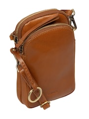 Conkca Tan Brown 'Raven' Leather Cross-Body Phone Bag - Image 6 of 6