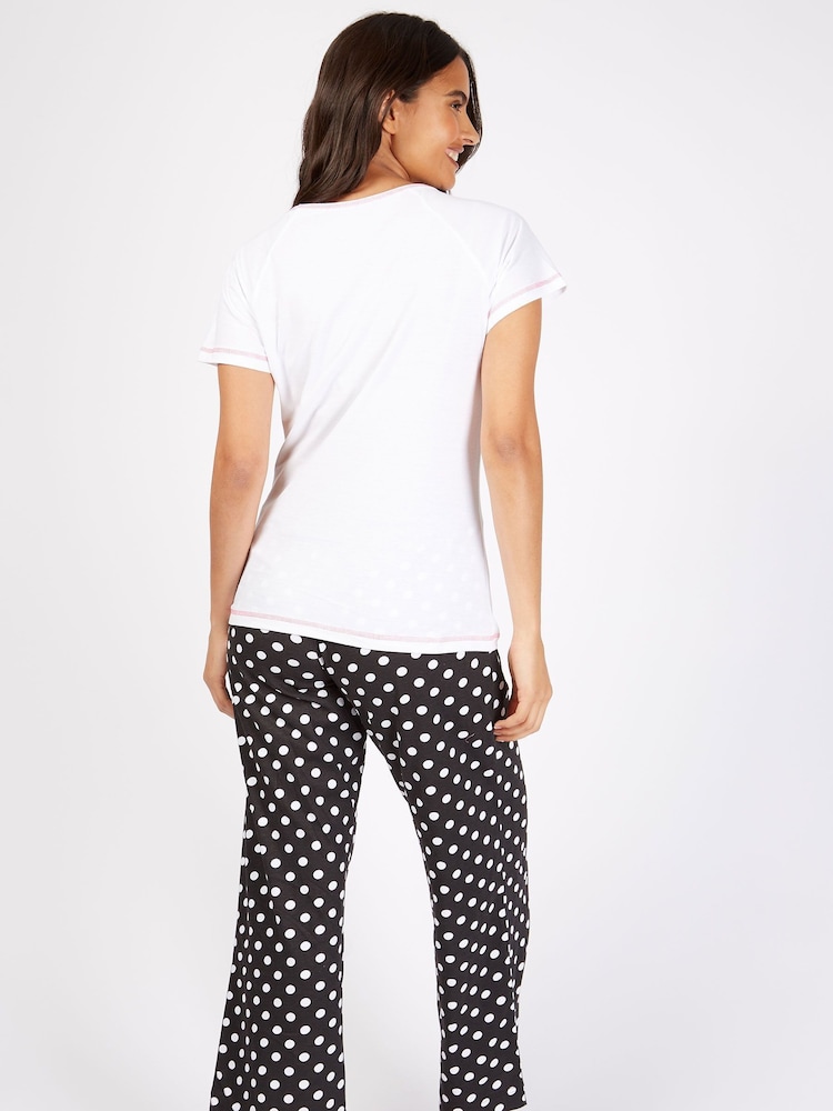 Character Black Disney Minnie Mouse Women's Long Leg 100% Cotton Pyjama Set - Image 3 of 4