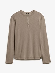 Superdry Brown 100% Cotton Slub Long Sleeve Jersey Grandad Top - Image 5 of 6