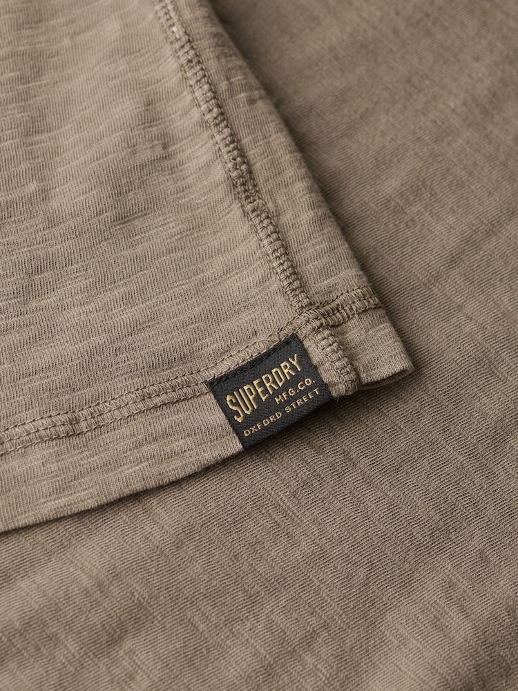 Superdry Brown 100% Cotton Slub Long Sleeve Jersey Grandad Top - Image 6 of 6