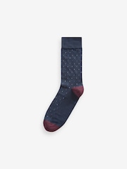 Neutral/Navy Pattern Smart Socks 5 Pack - Image 2 of 6