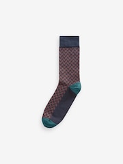 Neutral/Navy Pattern Smart Socks 5 Pack - Image 3 of 6