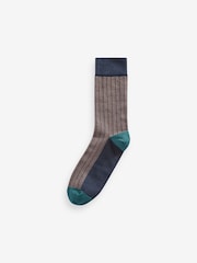 Neutral/Navy Pattern Smart Socks 5 Pack - Image 4 of 6
