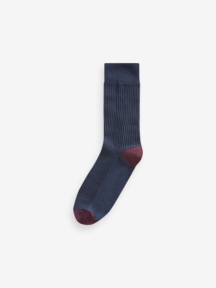 Neutral/Navy Pattern Smart Socks 5 Pack - Image 5 of 6