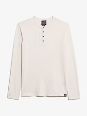 Superdry White 100% Cotton Slub Long Sleeve Jersey Grandad Top - Image 5 of 6