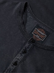 Superdry Blue 100% Cotton Slub Long Sleeve Jersey Grandad Top - Image 5 of 5