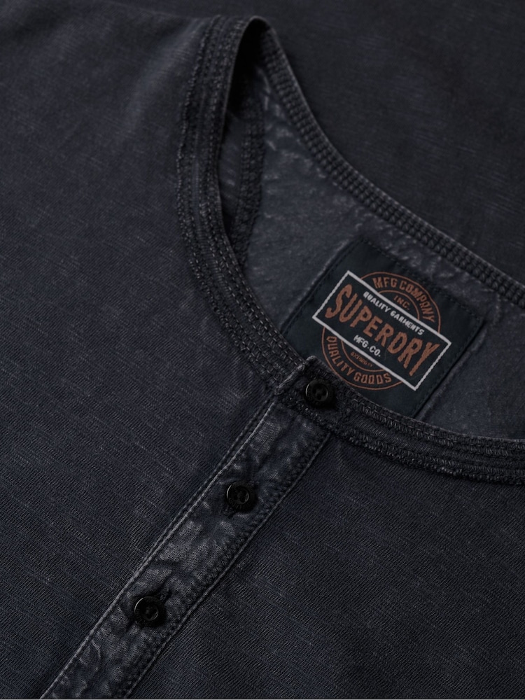 Superdry Blue 100% Cotton Slub Long Sleeve Jersey Grandad Top - Image 5 of 5