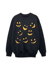 Rags & Rascals Black Halloween Jack O Lantern Faces Sweatshirt - Image 2 of 4