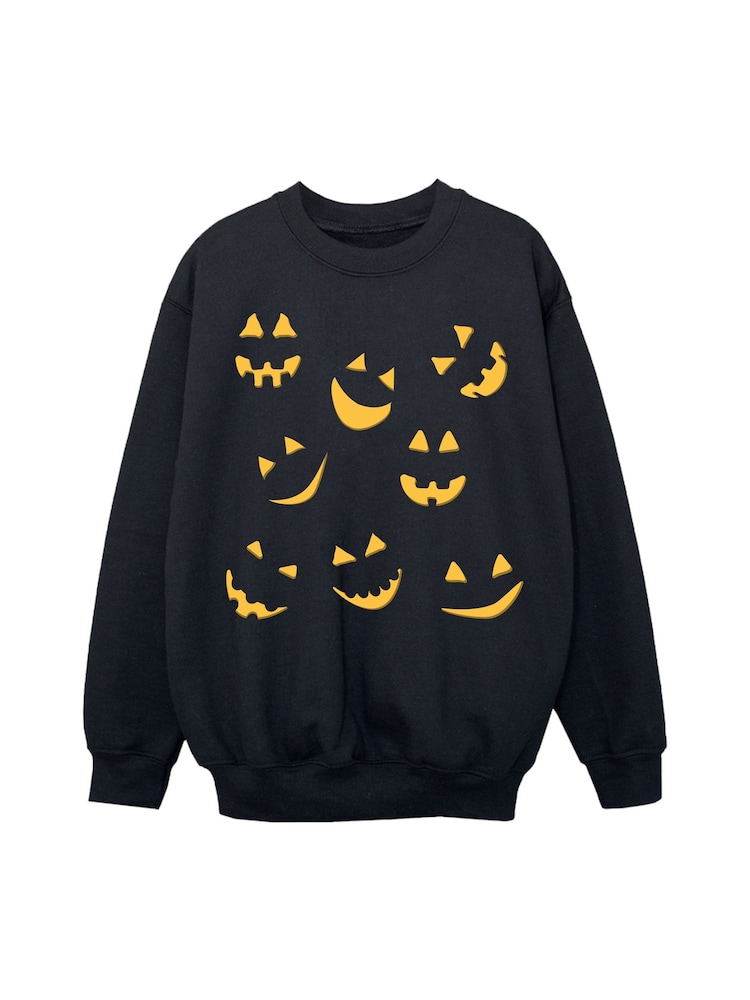 Rags & Rascals Black Halloween Jack O Lantern Faces Sweatshirt - Image 2 of 4