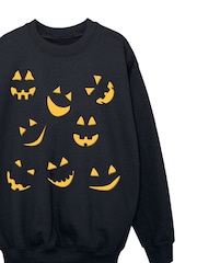Rags & Rascals Black Halloween Jack O Lantern Faces Sweatshirt - Image 3 of 4