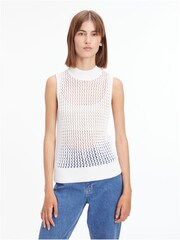 Calvin Klein Openwork High-Neck Tank White Jumper - Image 1 of 3