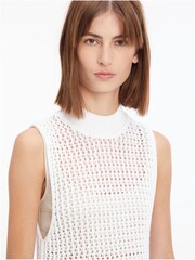 Calvin Klein Openwork High-Neck Tank White Jumper - Image 2 of 3