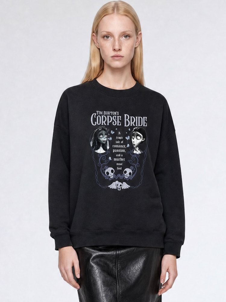 Brands In Corpse Bride Poem Emily Halloween Sweatshirt - Bild 1 von 4 Brands In Corpse Bride Poem Emily Halloween Sweatshirt - Bild 1 von 4