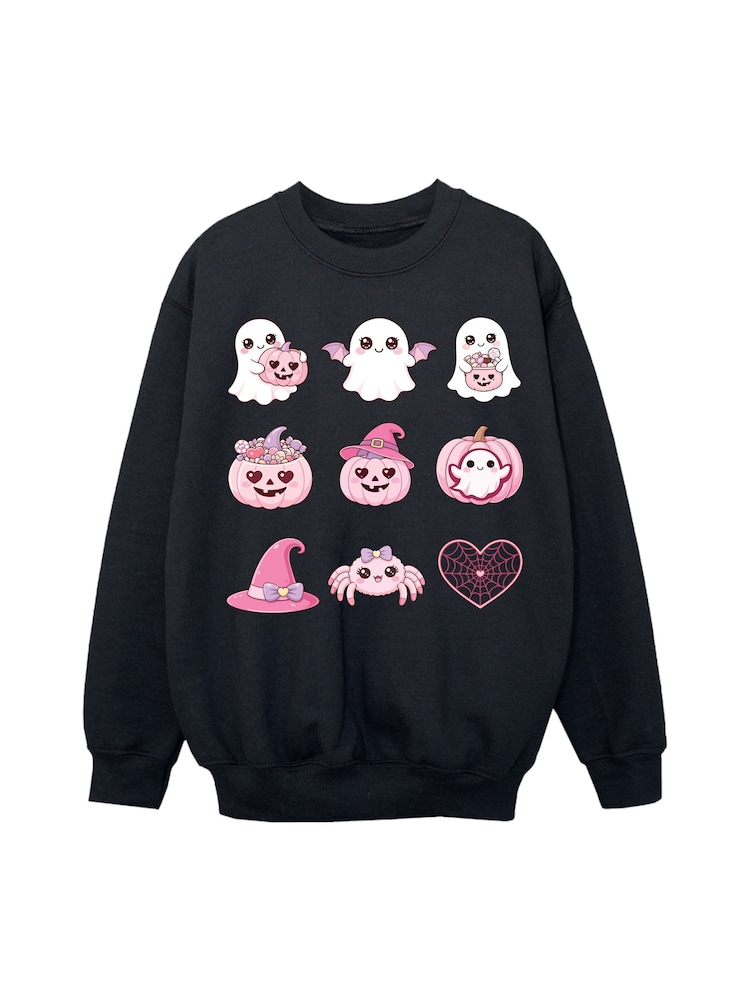 Rags & Rascals Black Halloween Ghostly Bunch Sweatshirt - Image 2 of 4 Rags & Rascals Black Halloween Ghostly Bunch Sweatshirt - Image 2 of 4