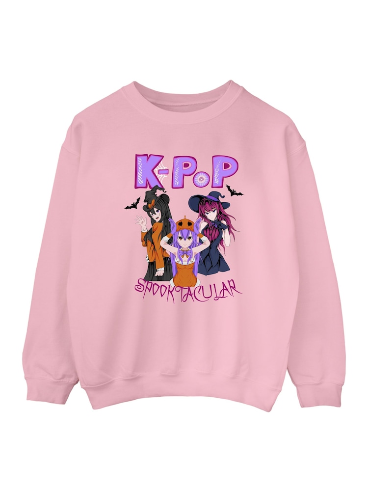 Rags & Rascals Pink Halloween K-Pop Spooktacular Sweatshirt - Image 2 of 4 Rags & Rascals Pink Halloween K-Pop Spooktacular Sweatshirt - Image 2 of 4